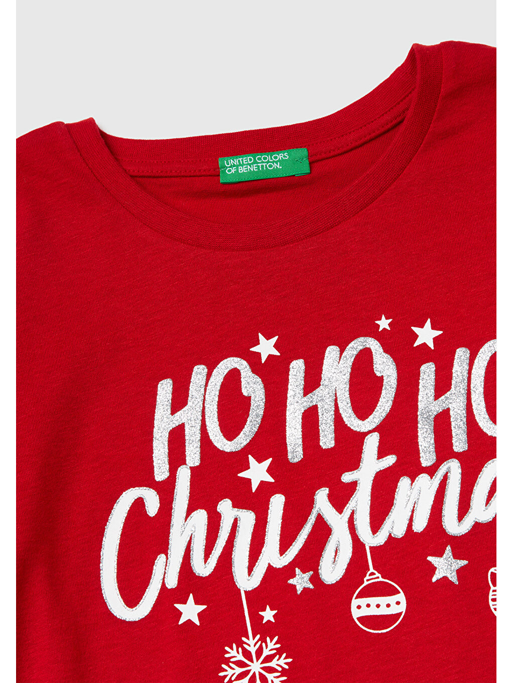 Kız Çocuk Kırmızı Önü Simli Baskılı Jarse Uzun Kollu T-shirt-2