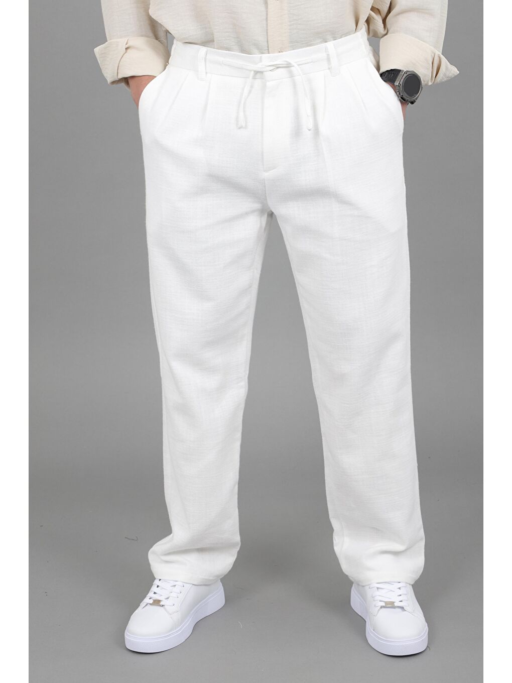 Beyaz Örme Baggy Jogger Pantolon ÖSR 3055_0444-4