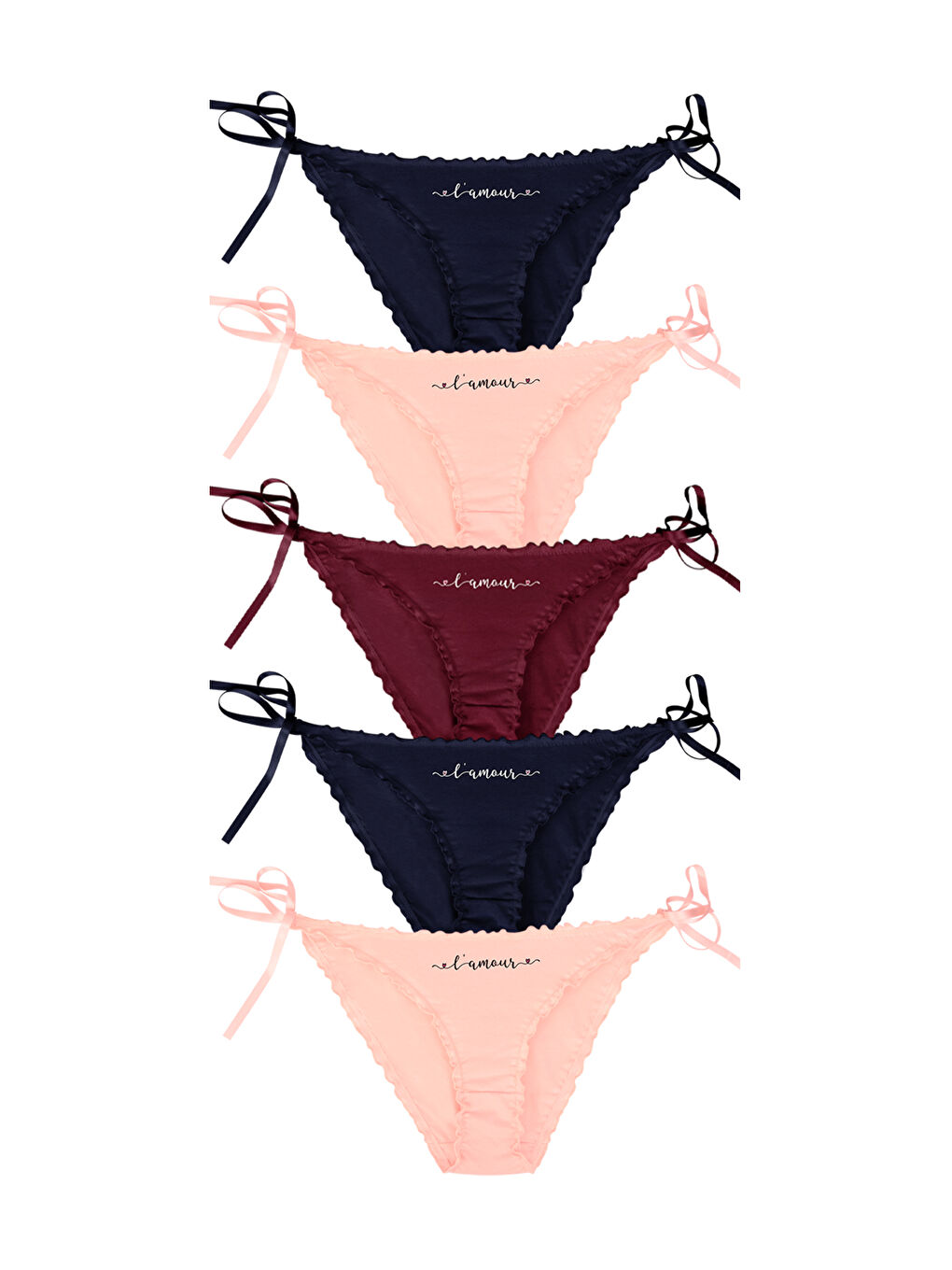 Karışık Kadın Yandan Bağlamalı Külot 5'li Paket