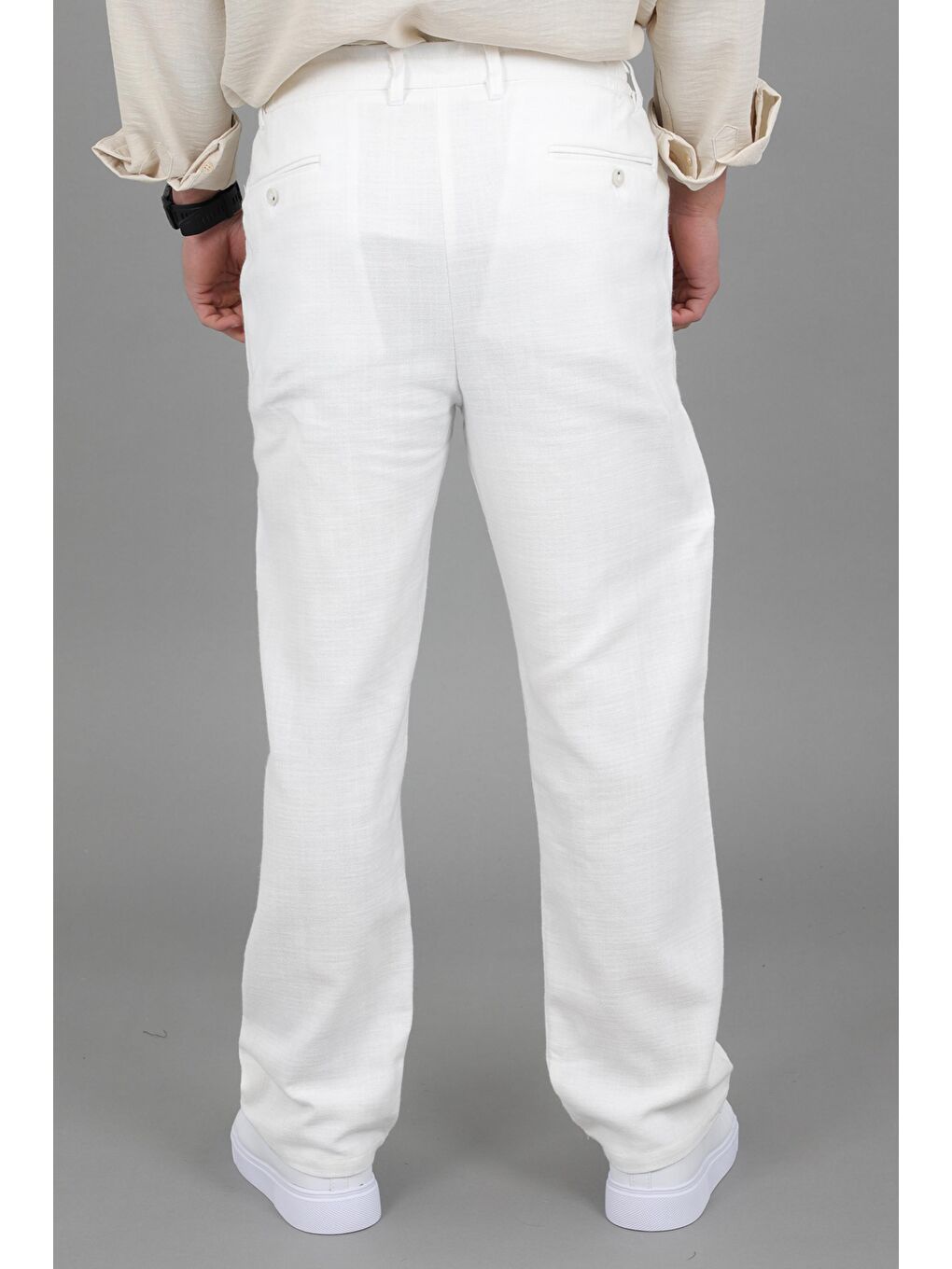 Beyaz Örme Baggy Jogger Pantolon ÖSR 3055_0444-5