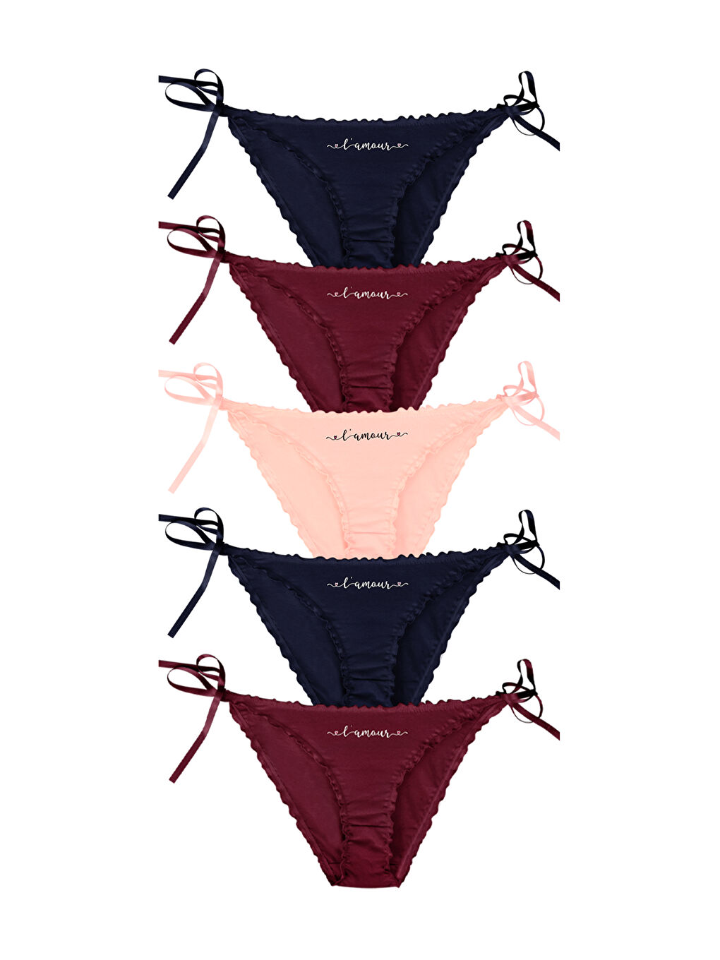 Karışık Kadın Yandan Bağlamalı Külot 5'li Paket-1