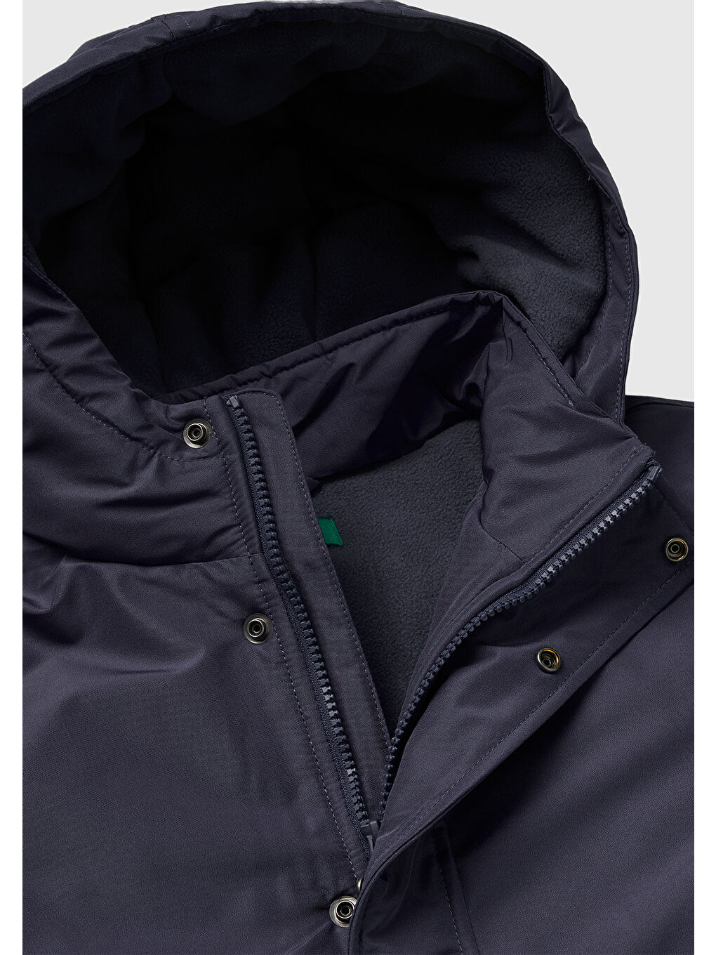 Erkek Çocuk Koyu Gri Etiket Detaylı Kapüşonlu İçi lı Uzun Mont-2