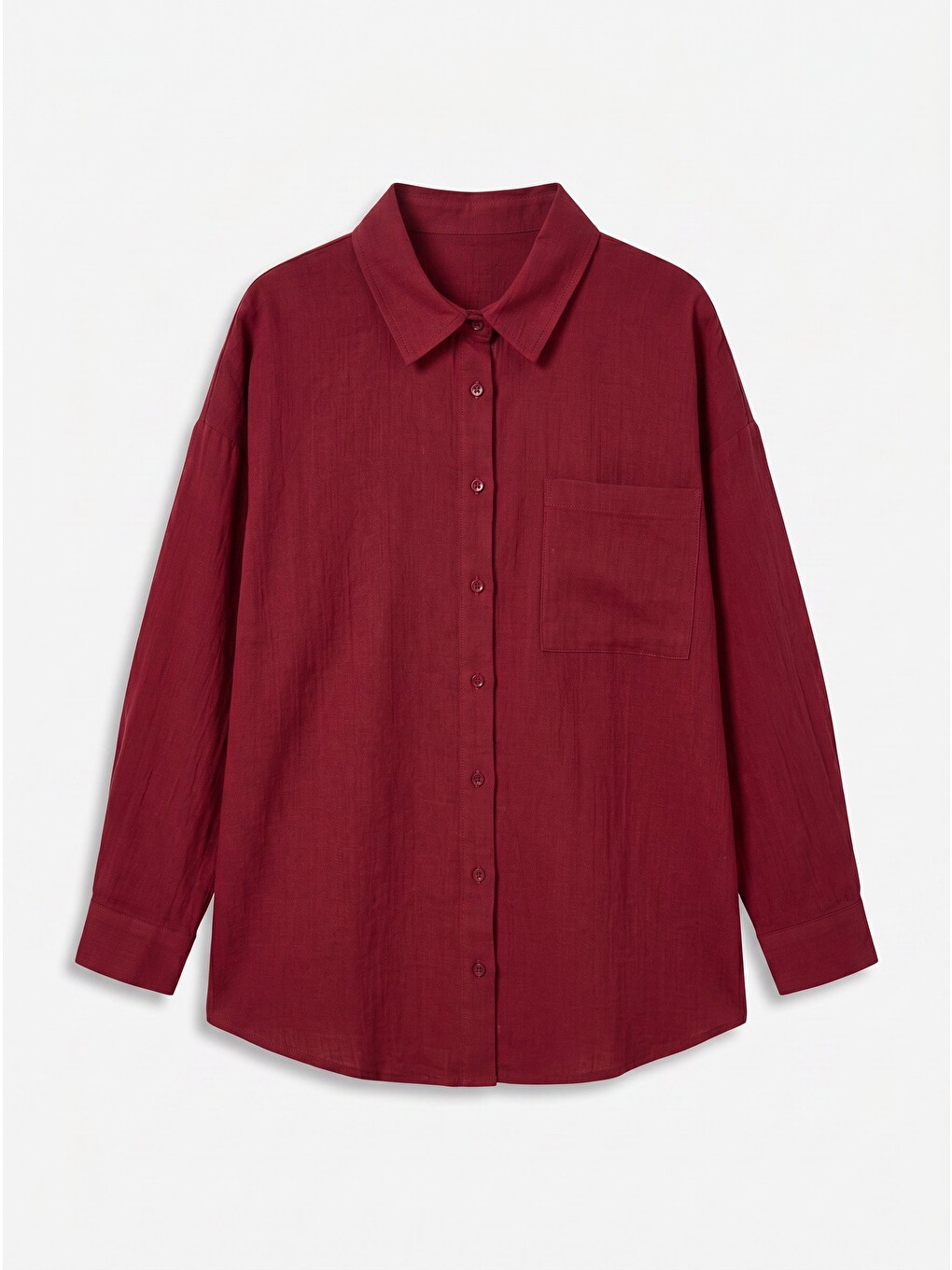 Oversize Basic Müslin Gömlek Bordo Lmx0002