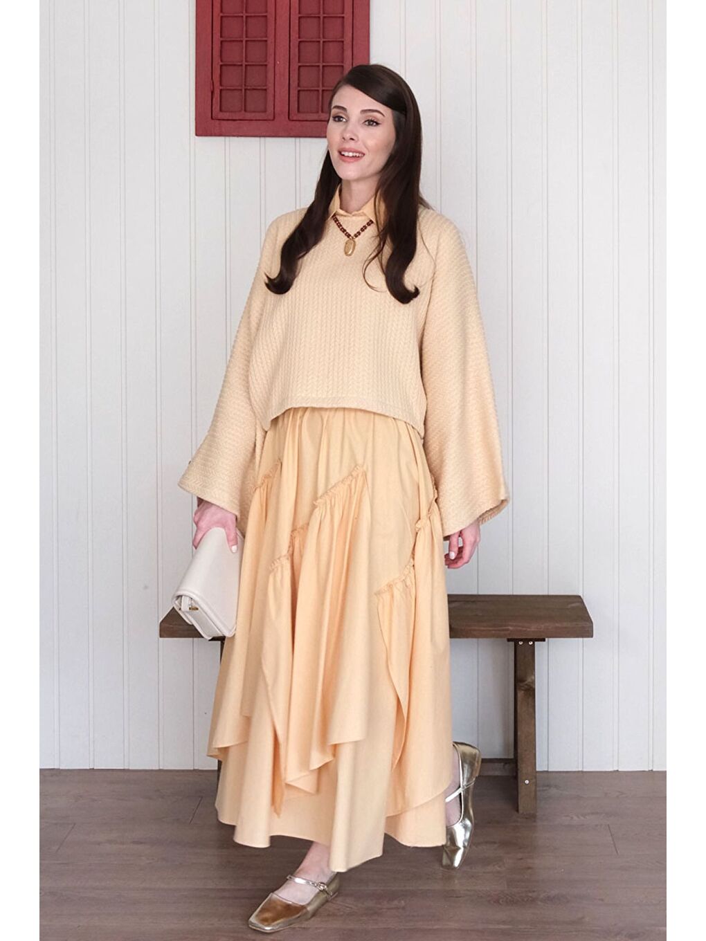 Soft Sarı Kat Kat Bohem Etek-1