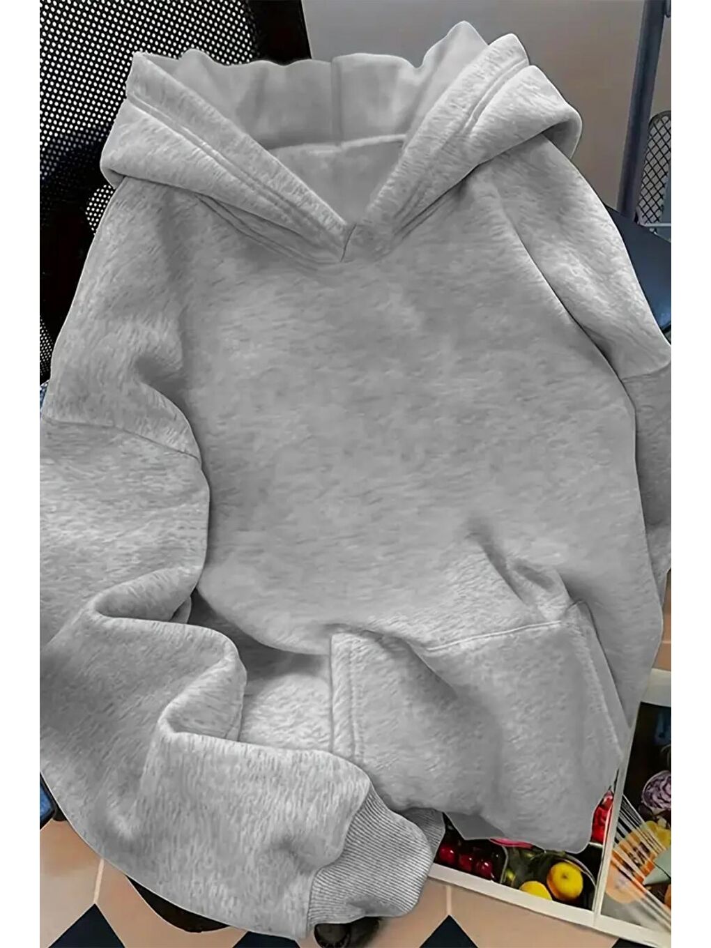 Gri İ'm Ok Sırt Baskılı İçi Pamuklu Unisex Sweatshirt-1