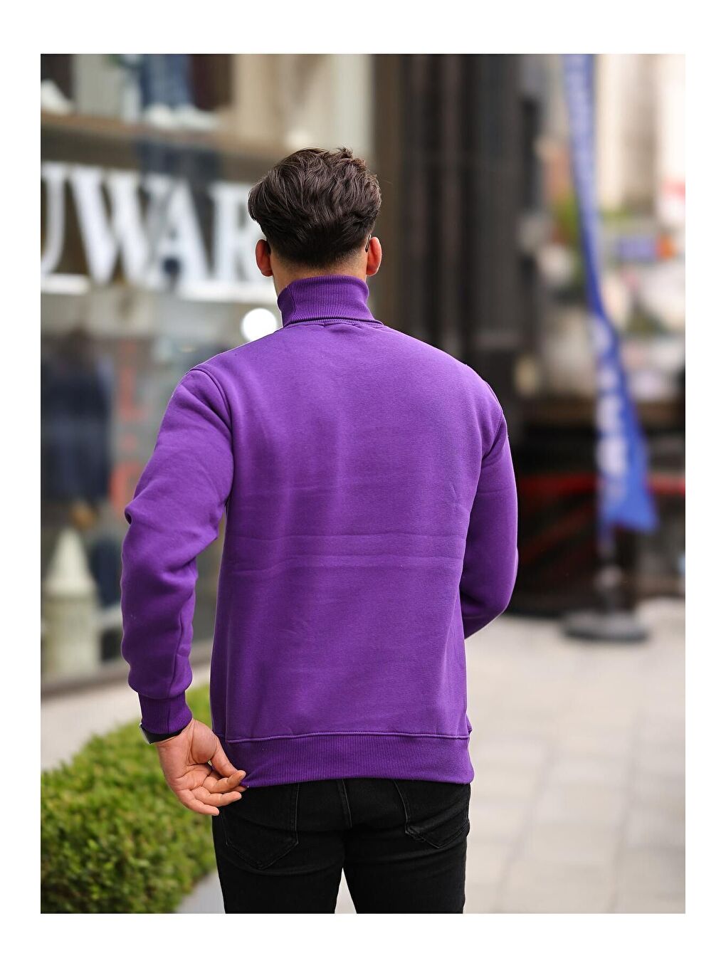 Mor Boğazlı Cepli Üç iplik sweat-2