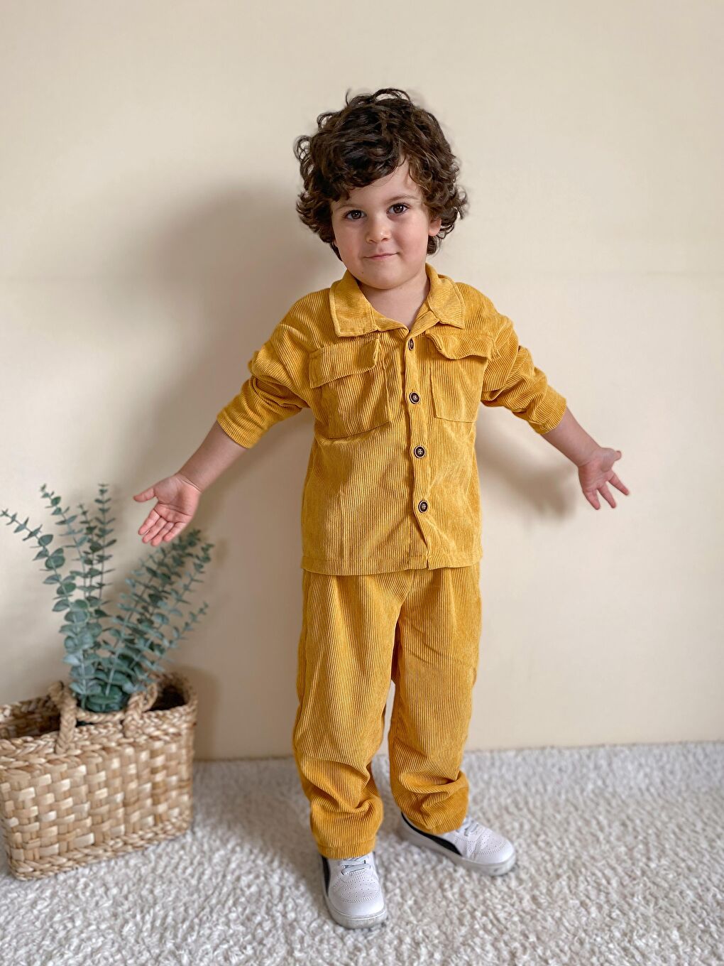 Sarı Fitilli Unisex İkili Ceketli Takım-2