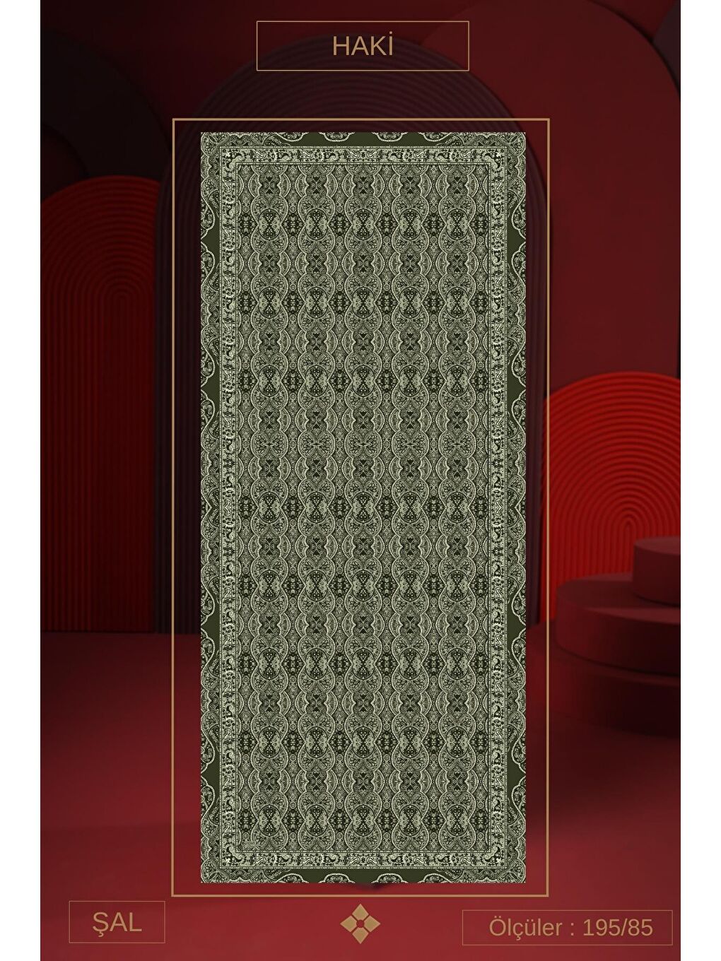 Haki Kadın Petra Müslin Etnik Şal-1