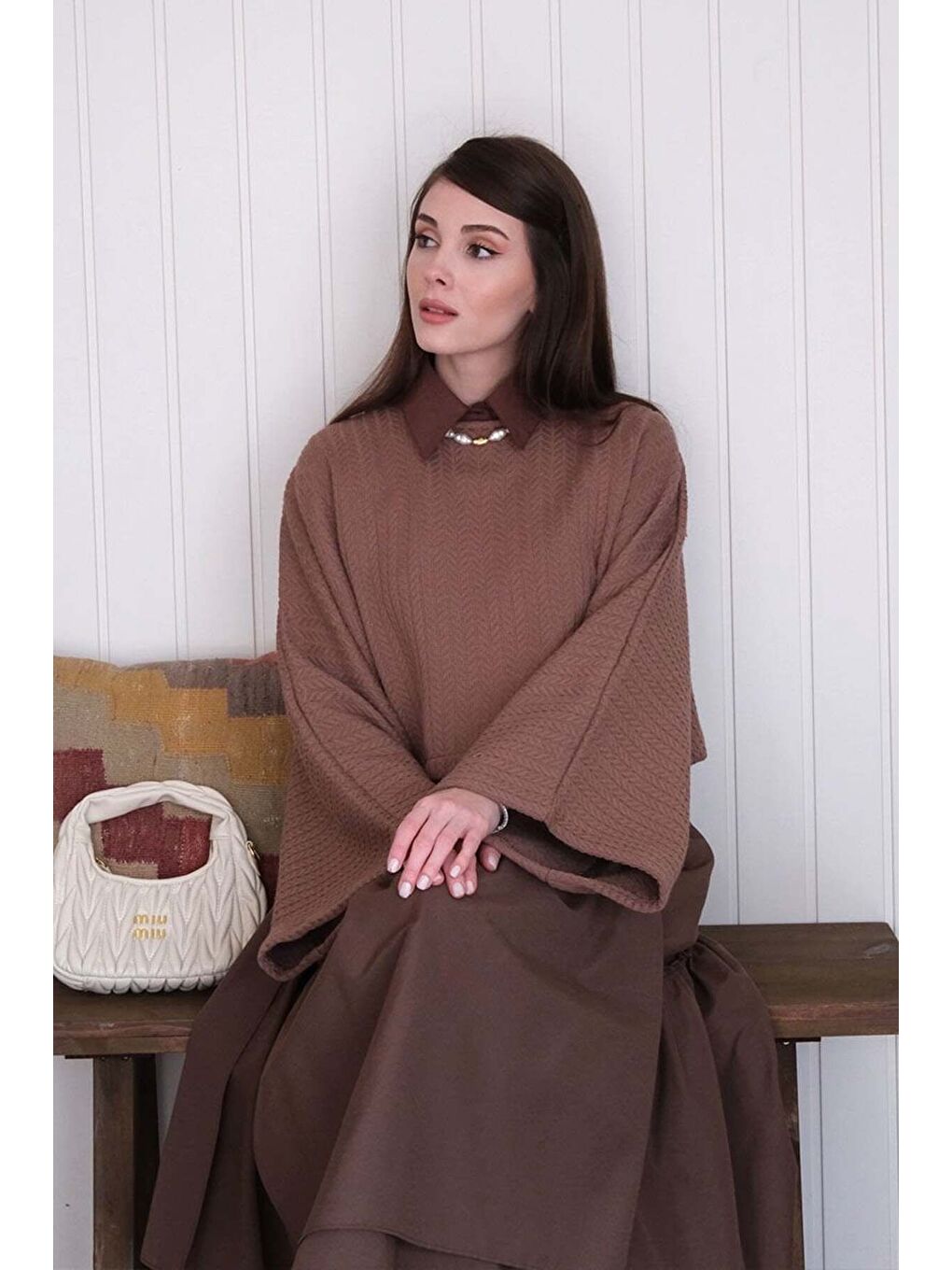 Kahverengi Çikolata Yarasa Kol Triko Crop-2