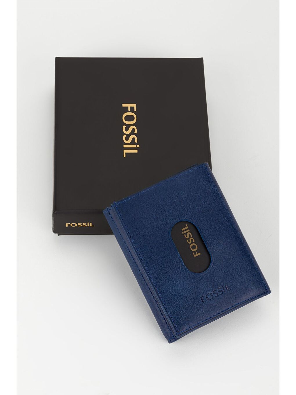 Lacivert Kutulu Hakiki Deri Haki Unisex El Portföyü Kartlık Cüzdan-3