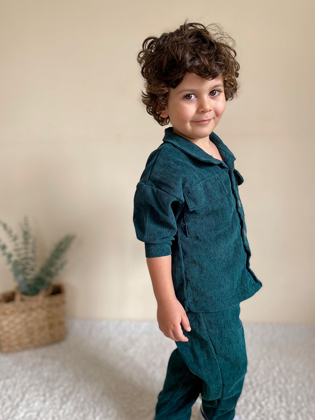 Yeşil Fitilli Unisex İkili Ceketli Takım-1