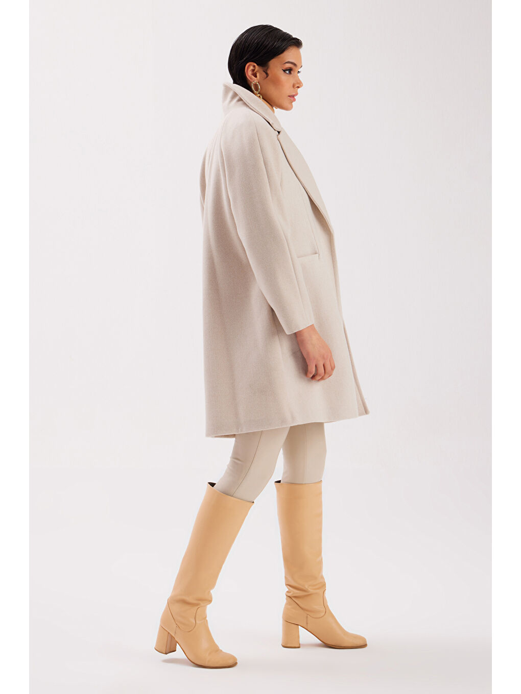 Cepli Kısa Kaban - Bej-1