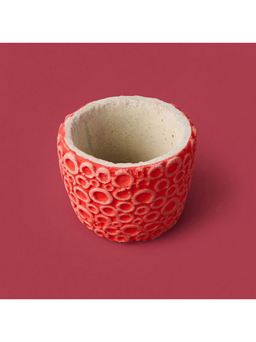 Halka Desenli Beton Saksı - Turuncu - 7x9 cm-2