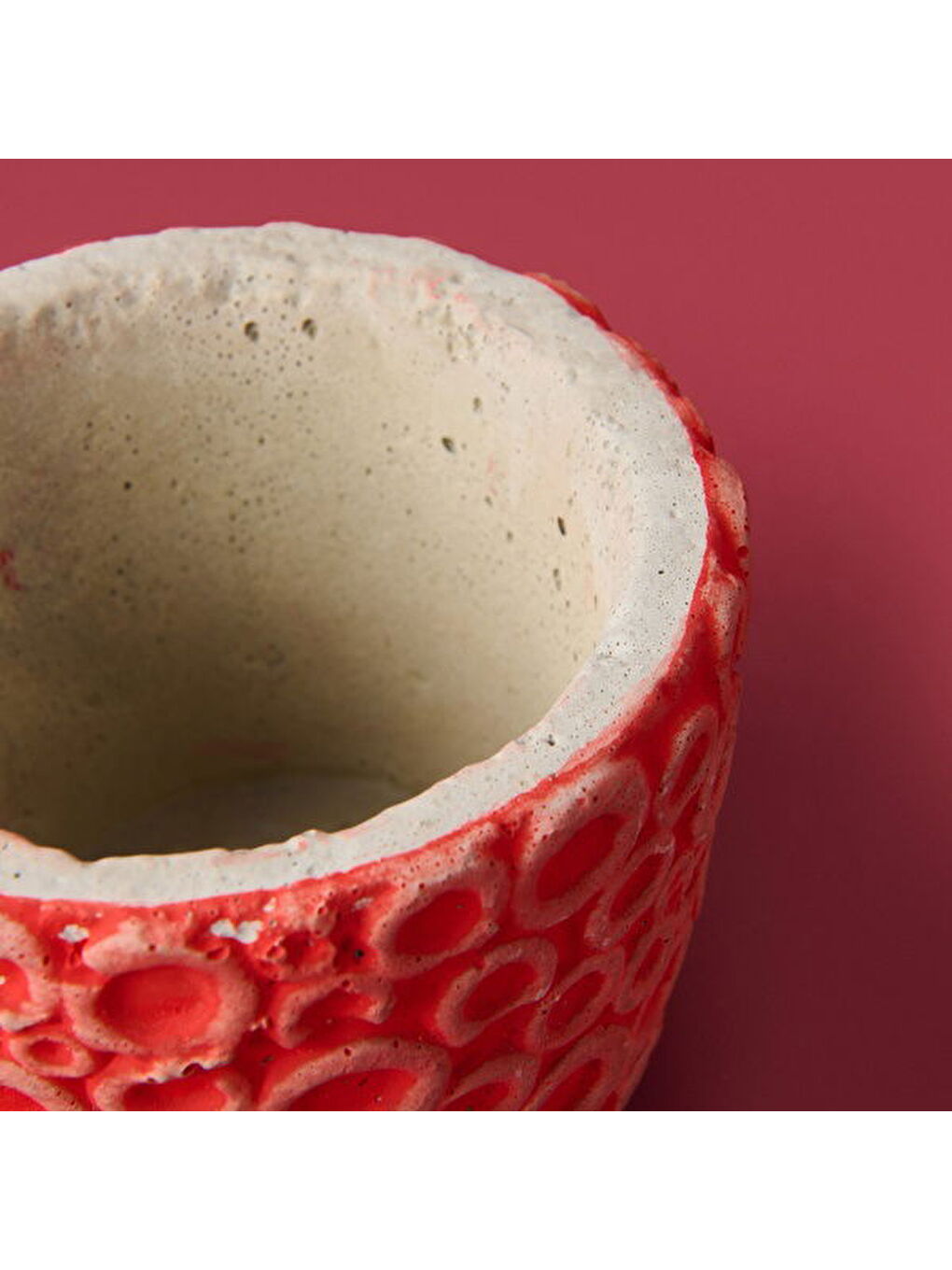 Halka Desenli Beton Saksı - Turuncu - 7x9 cm-3