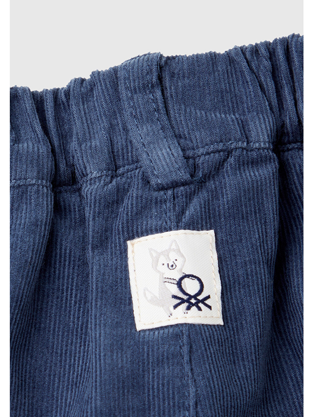 Bebek Lacivert Beli Elastik Büzgü İpli Kıvrık Paça Pantolon-2