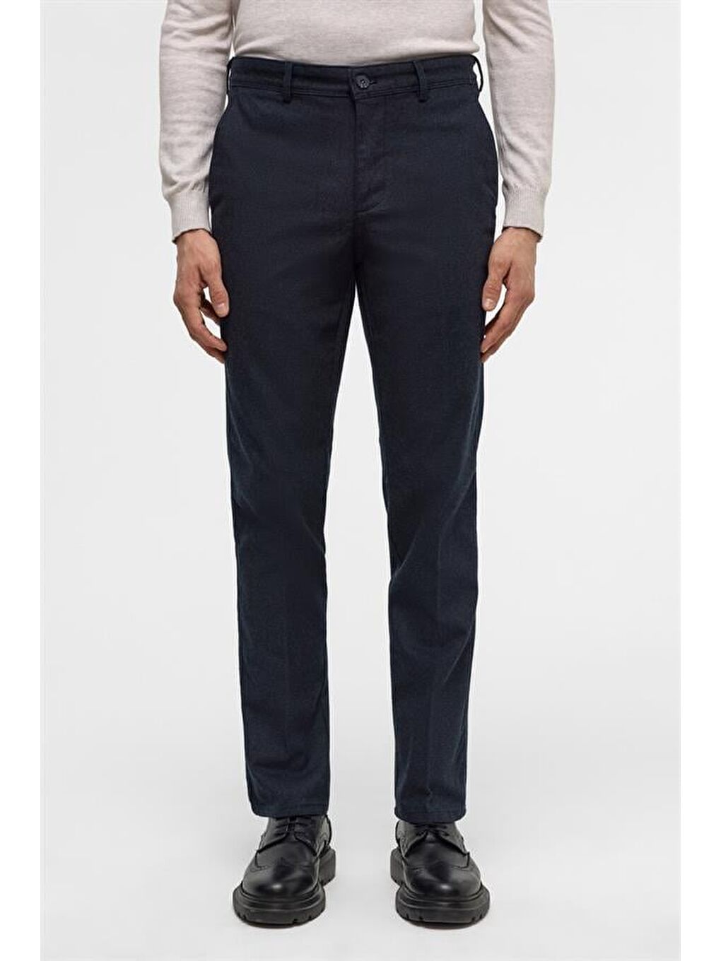 Lacivert Regular Armürlü Pantolon-2