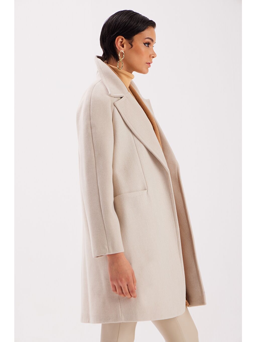 Cepli Kısa Kaban - Bej-2