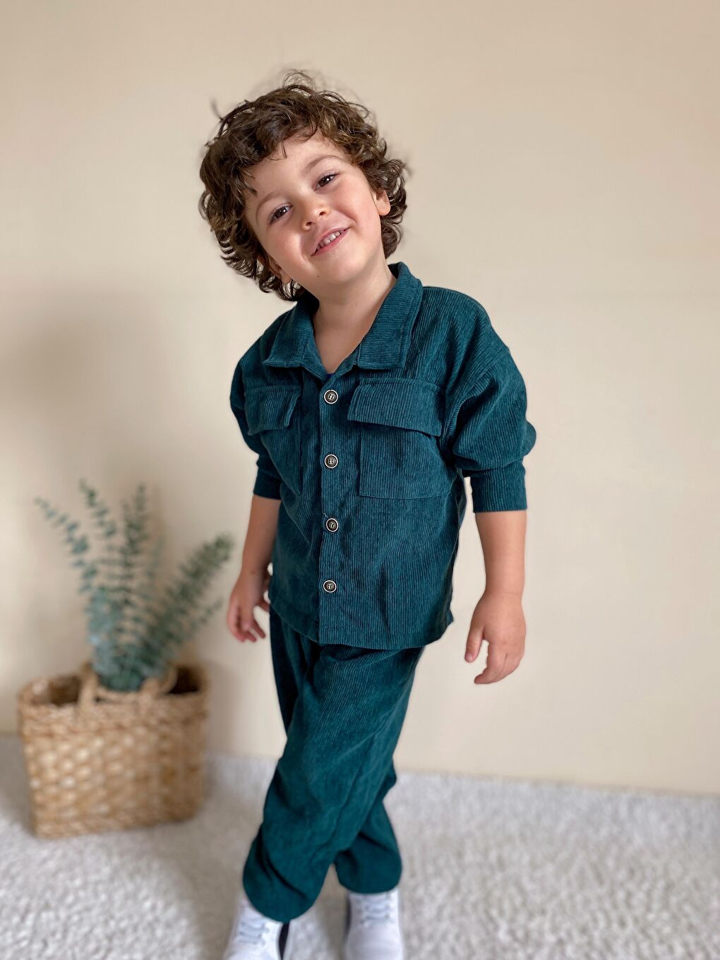 Yeşil Fitilli Unisex İkili Ceketli Takım-2