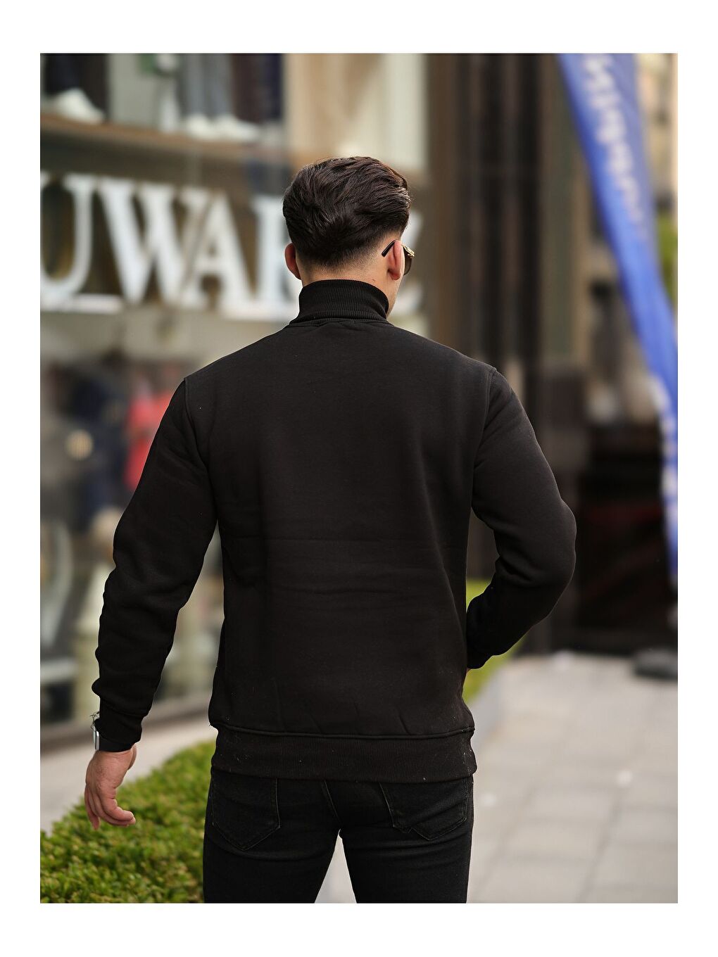 Siyah Boğazlı Cepli Üç iplik sweat-3