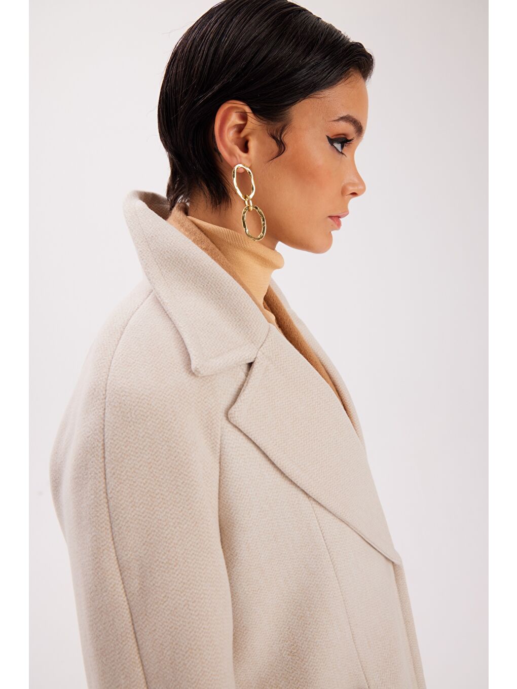 Cepli Kısa Kaban - Bej-4