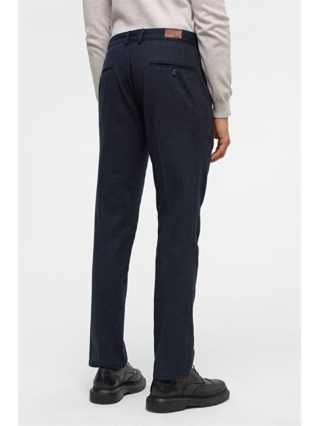 Lacivert Regular Armürlü Pantolon-6