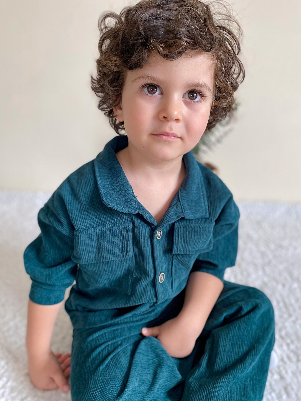 Yeşil Fitilli Unisex İkili Ceketli Takım-3