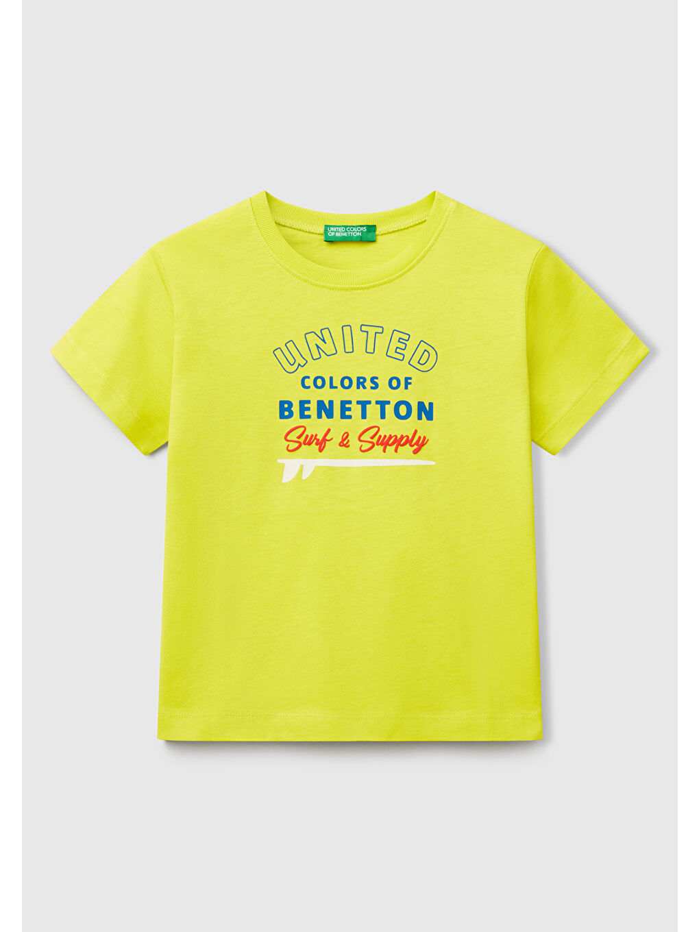 Erkek Çocuk Sarı Benetton Logo Baskılı T-Shirt
