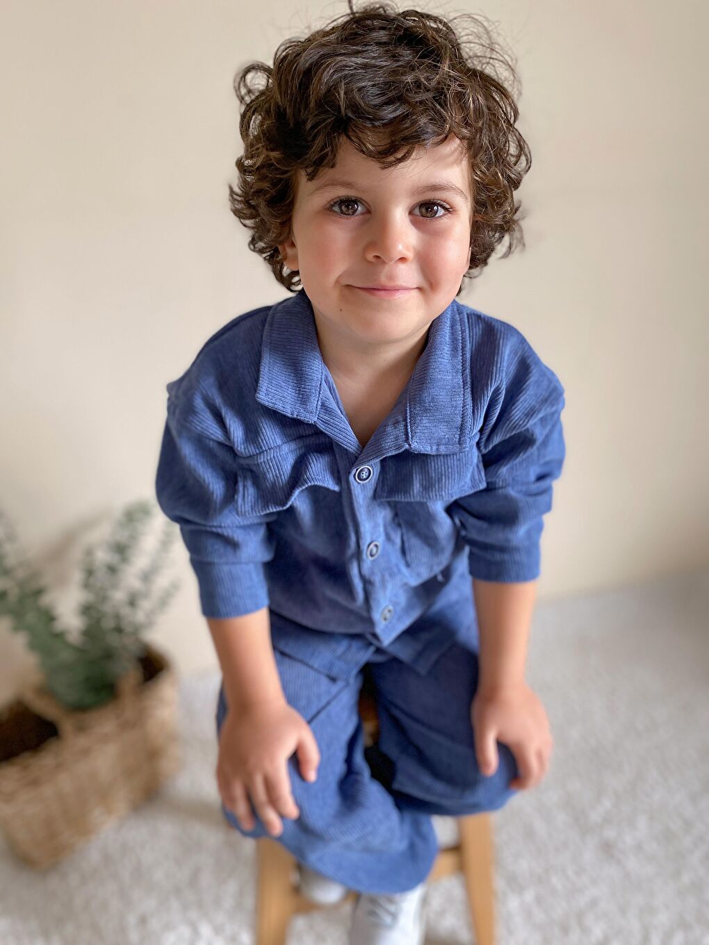 İndigo Fitilli Unisex İkili Ceketli Takım-1