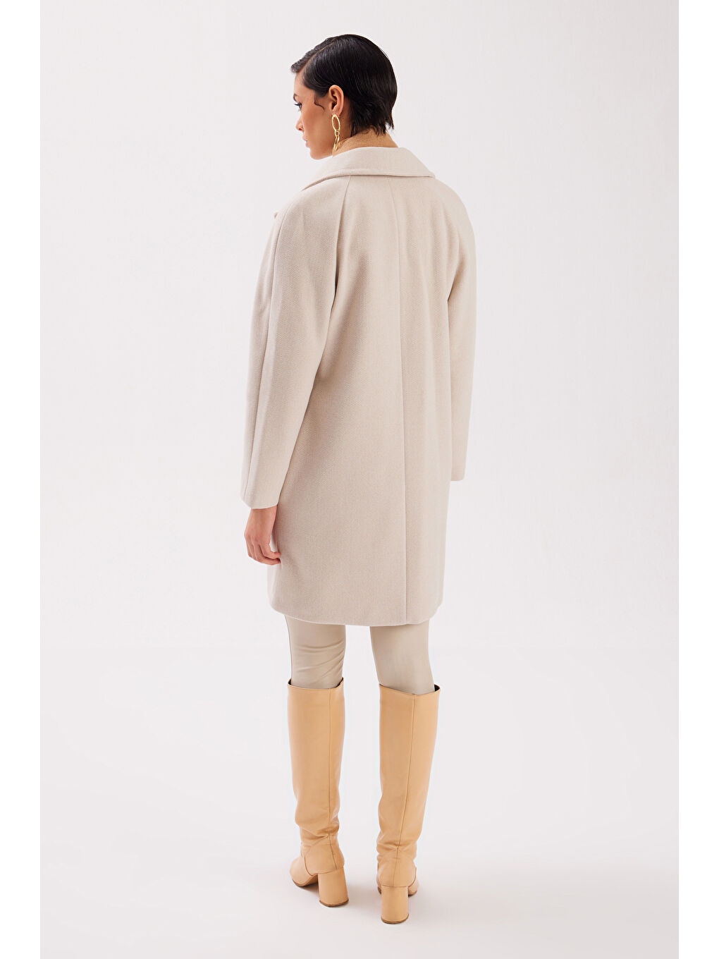 Cepli Kısa Kaban - Bej-7