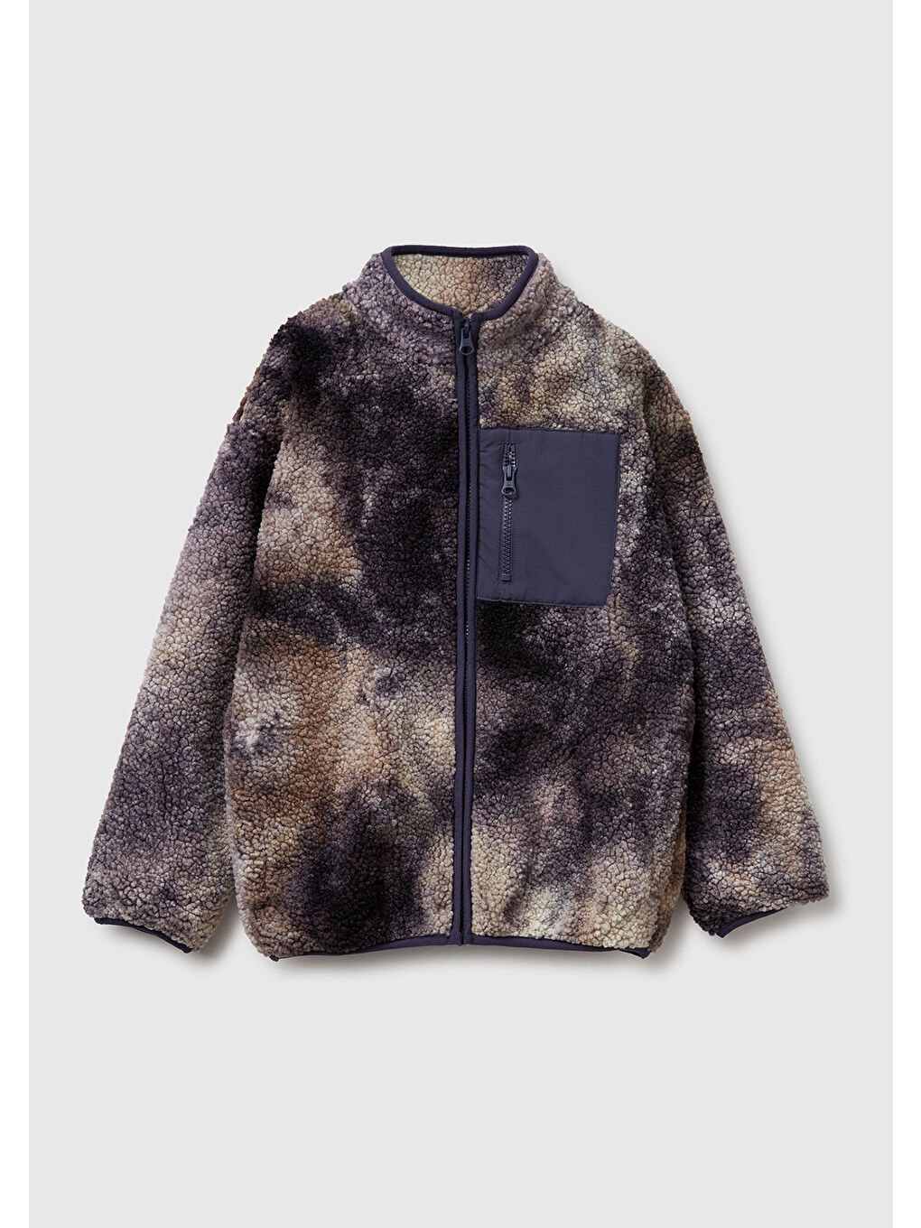 Karışık Erkek Çocuk Çok Renkli Gölge Efektli Dik Yaka Fermuar Cepli Pelüş Sweatshirt