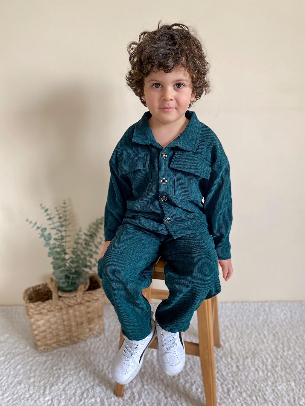 Yeşil Fitilli Unisex İkili Ceketli Takım-4