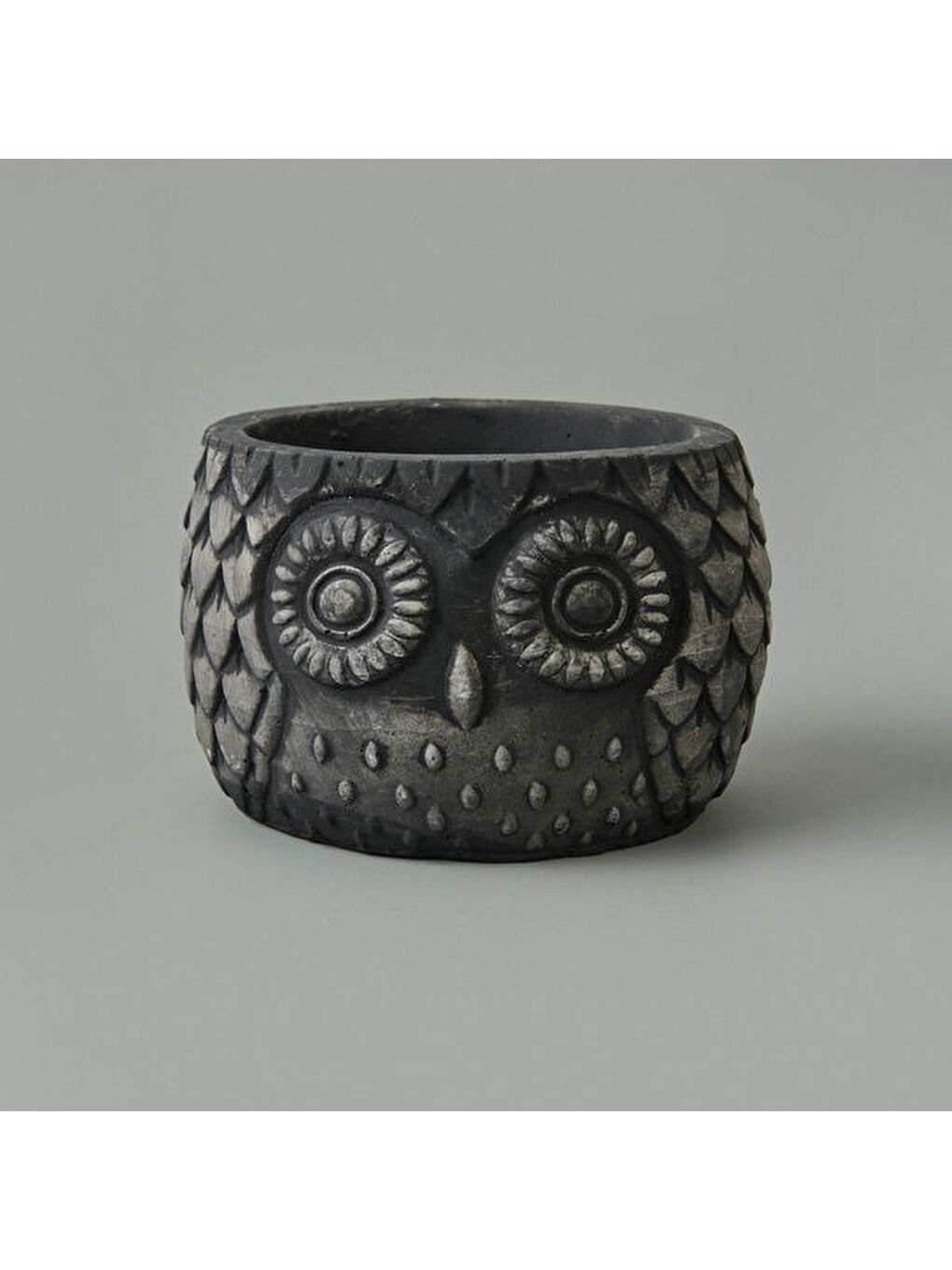 Kozalak Desenli Beton Saksı - Siyah - 8x10 cm
