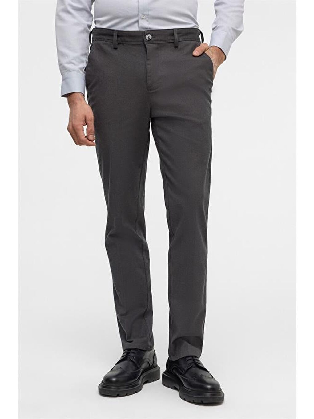 Antrasit Regular Armürlü Pantolon-1