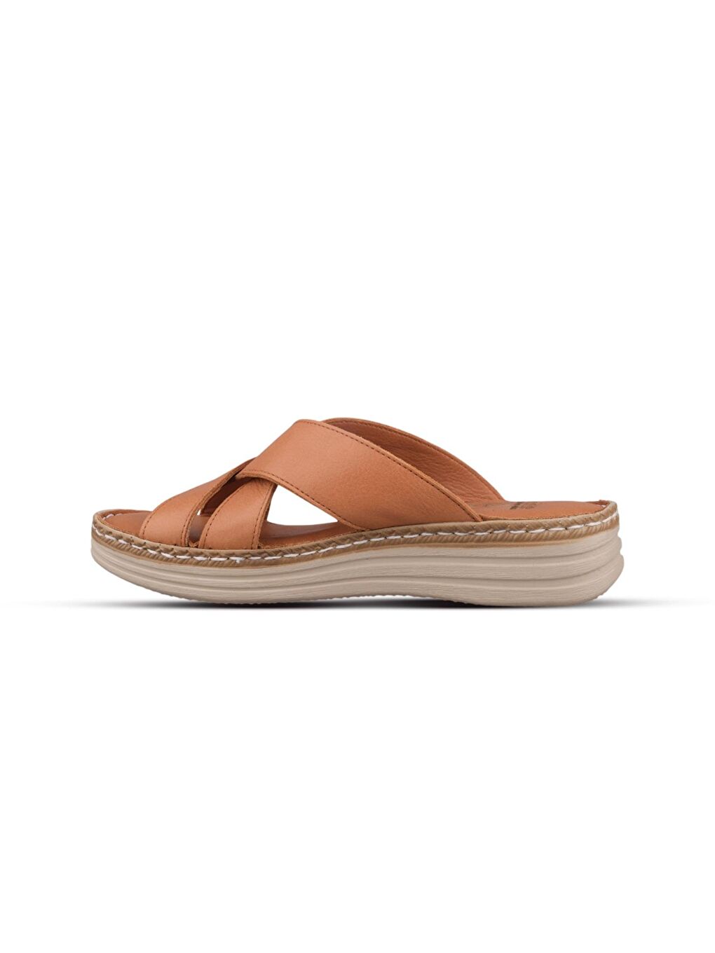 Kahverengi Kadın Günlük Terlik - Taba, Deri-3