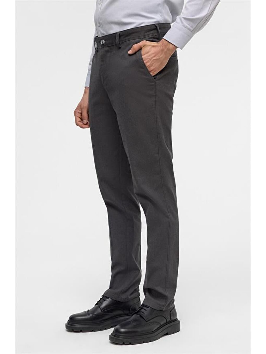Antrasit Regular Armürlü Pantolon-2