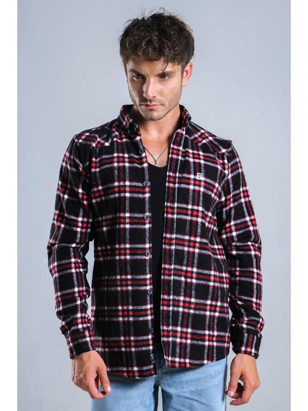Siyah Kareli Kışlık Erkek Oduncu Gömlek MAR 4161