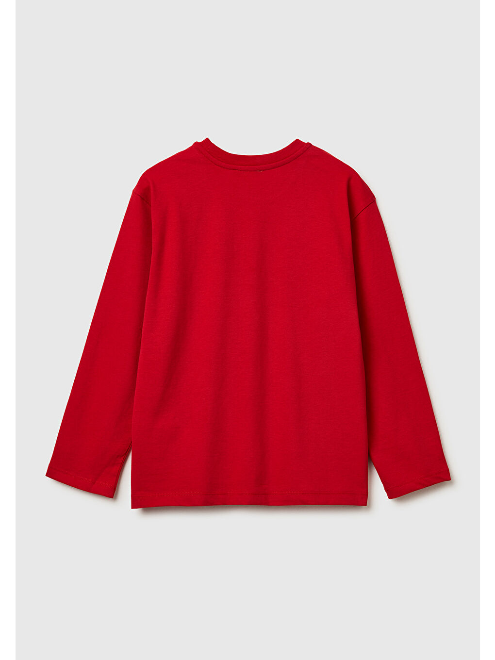 Erkek Çocuk Kırmızı Baskılı Jarse Bisiklet Yaka Uzun Kollu T-shirt-1