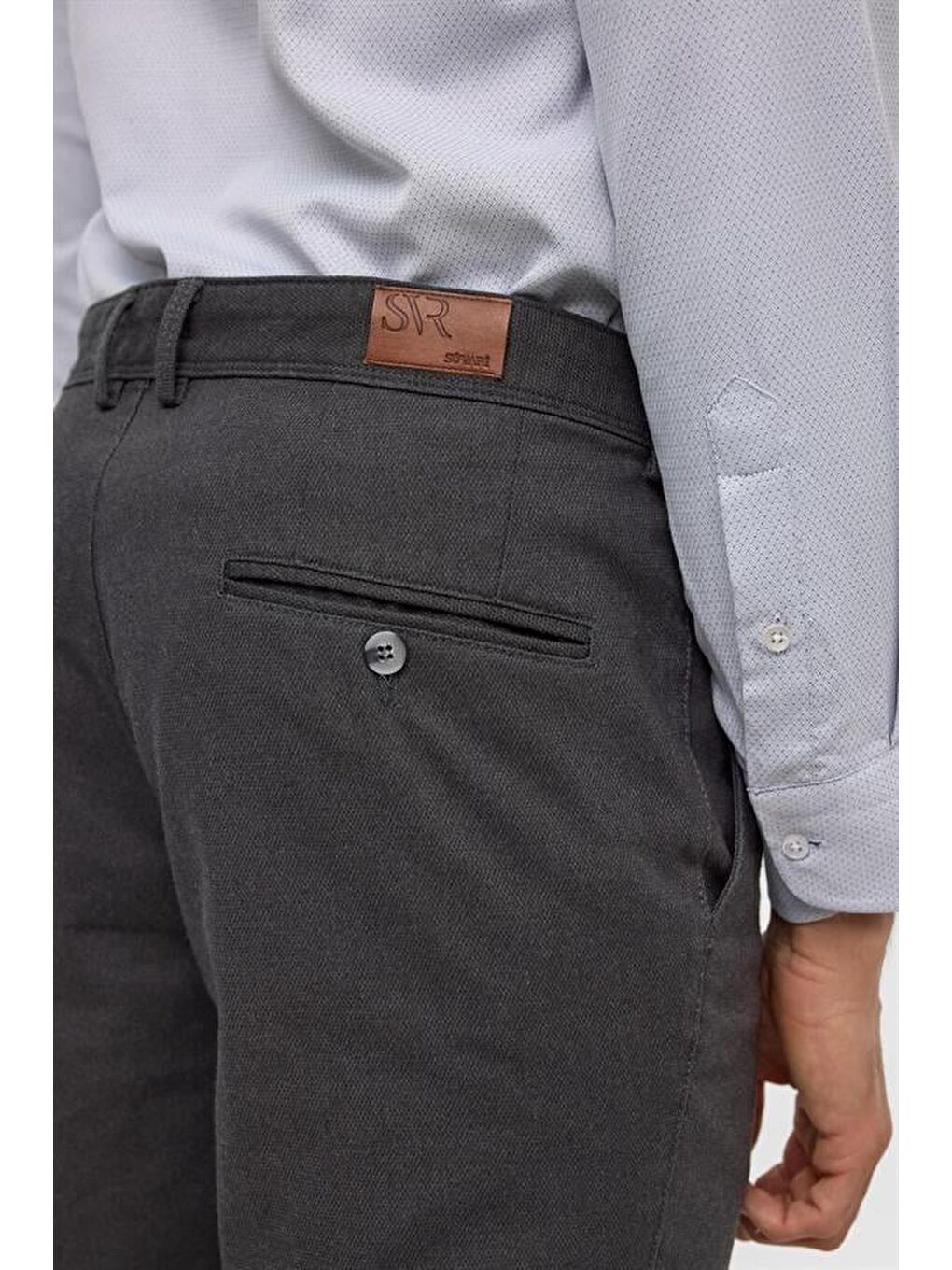 Antrasit Regular Armürlü Pantolon-4