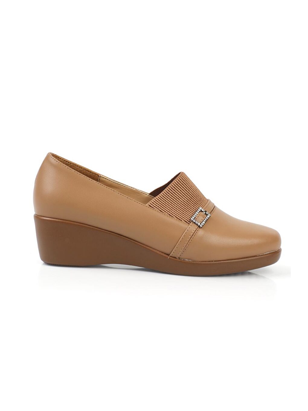 Bej Streç Dolgu Topuklu Kadın Ayakkabı-2