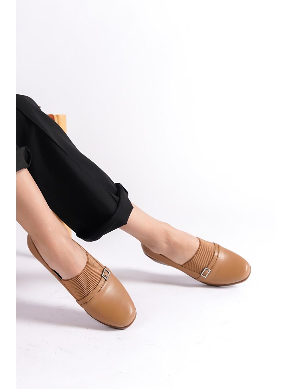 Bej Streç Dolgu Topuklu Kadın Ayakkabı-4