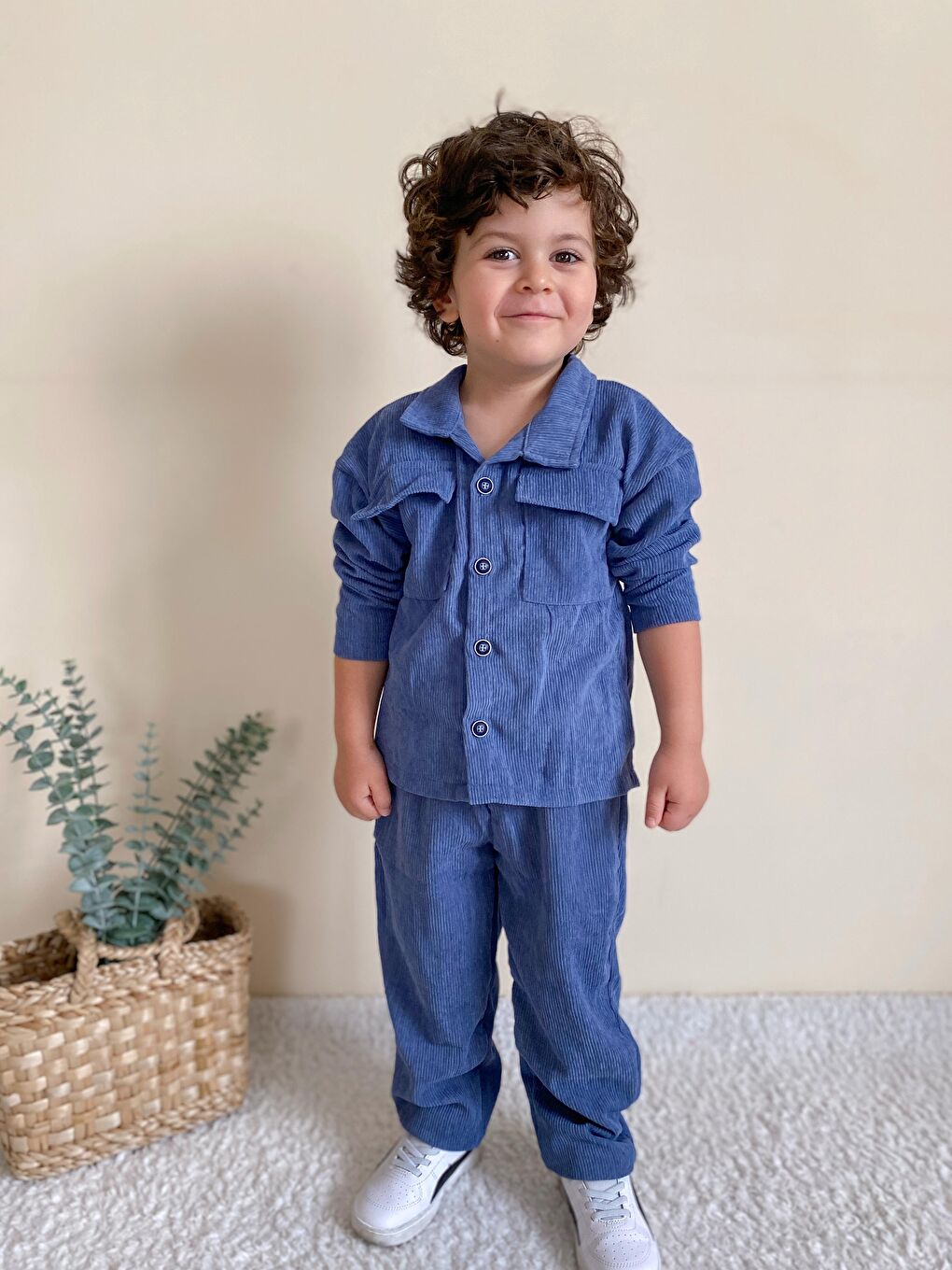 İndigo Fitilli Unisex İkili Ceketli Takım-3