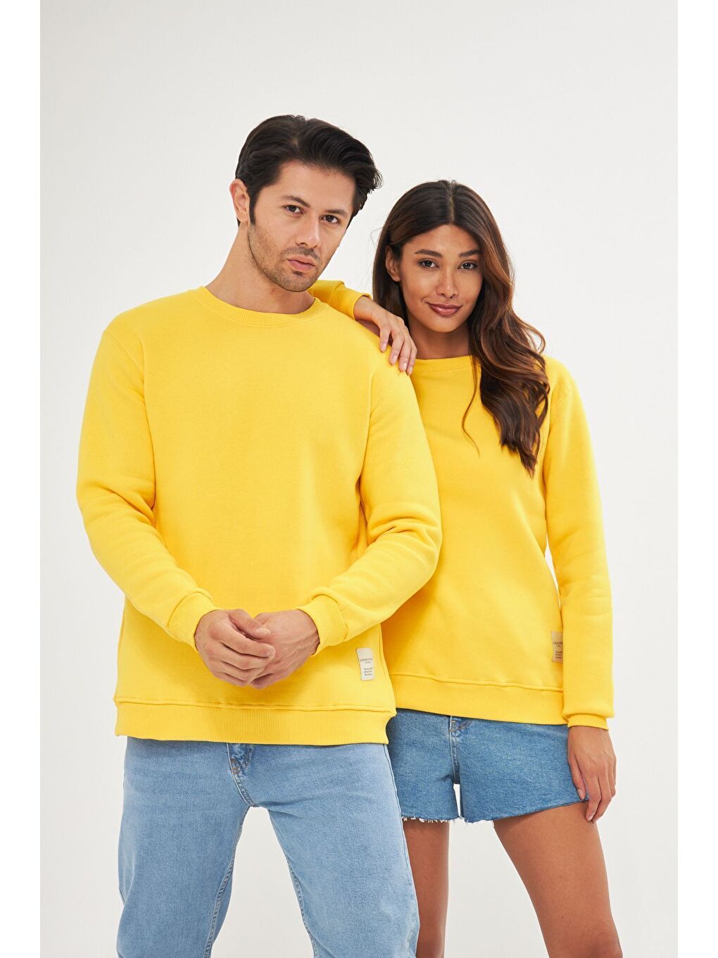 Sarı Unisex Slim Fit Sweatshirt