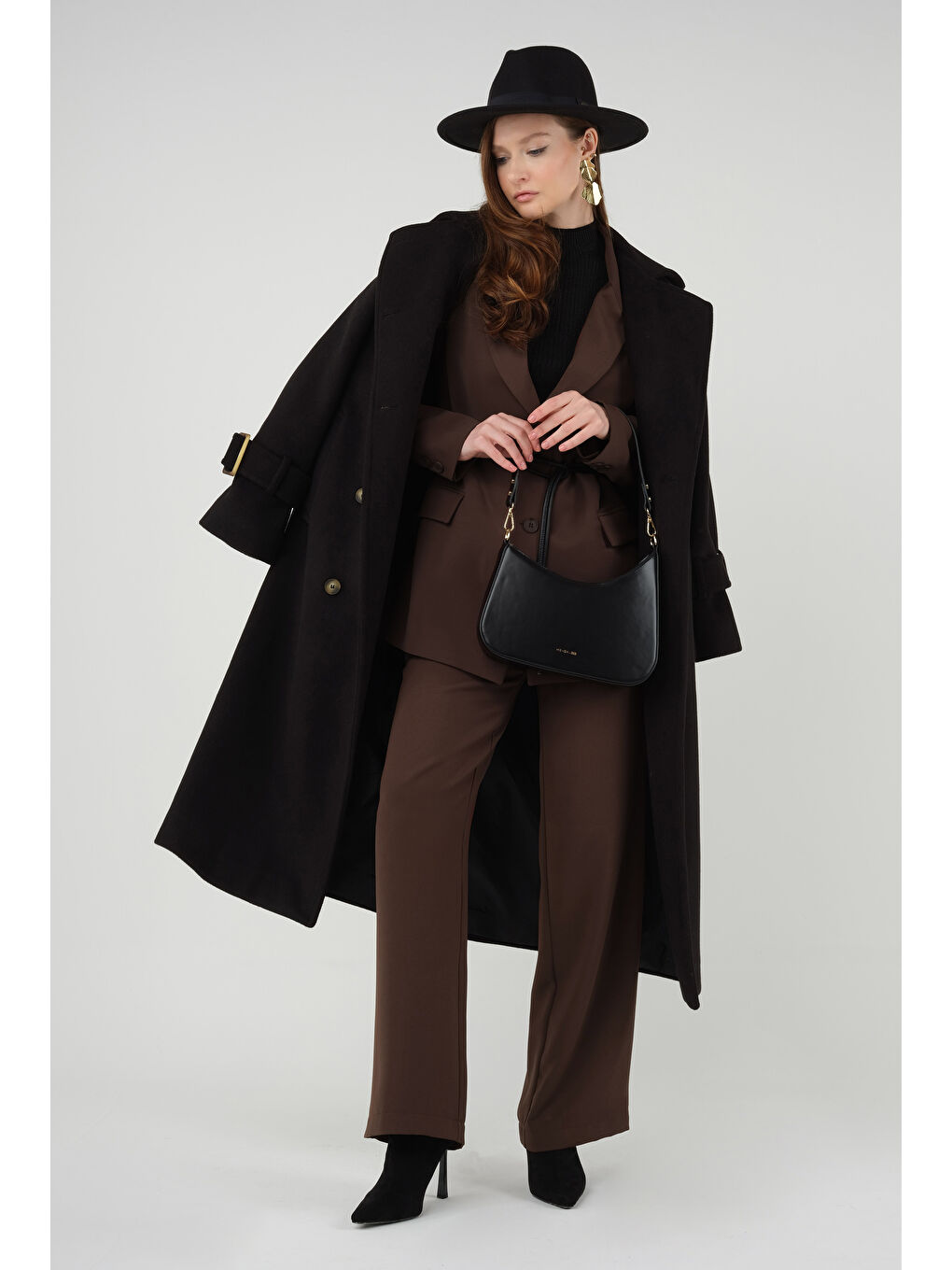 Uzun Kruvaze Kaban Siyah-1