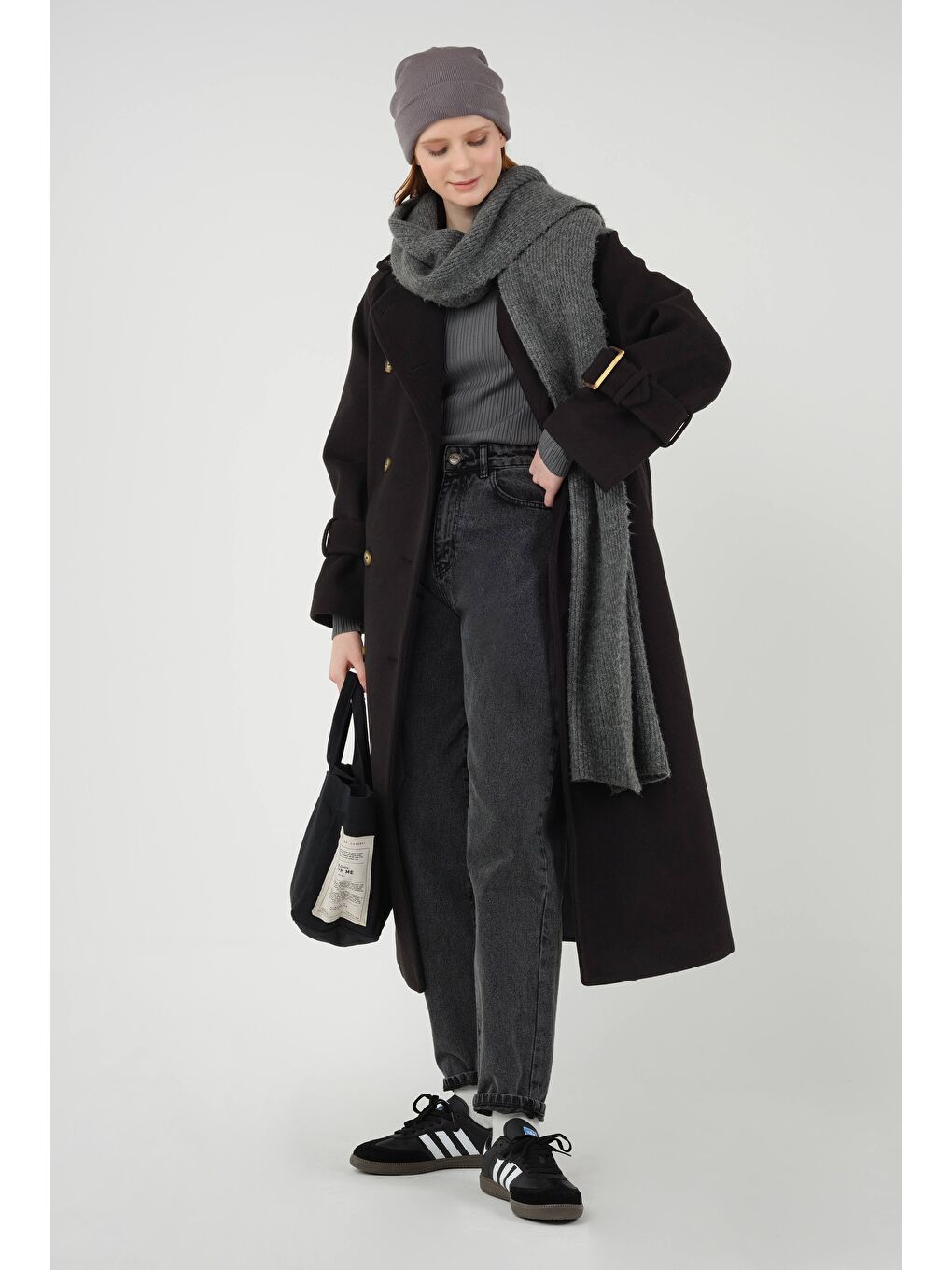 Uzun Kruvaze Kaban Siyah-3