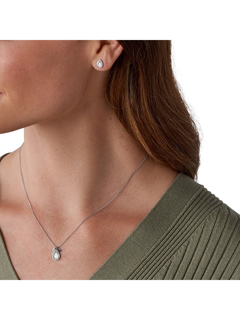 Gri JF03765-040 Kadın Kolye ve Küpe Seti-2