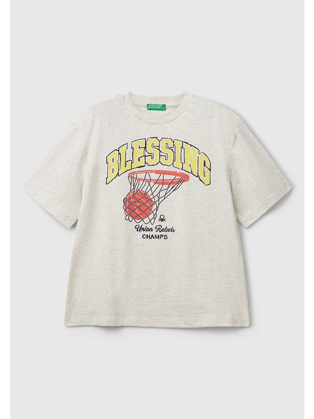 Erkek Çocuk Açık Gri Melanj Slogan Baskılı T-Shirt