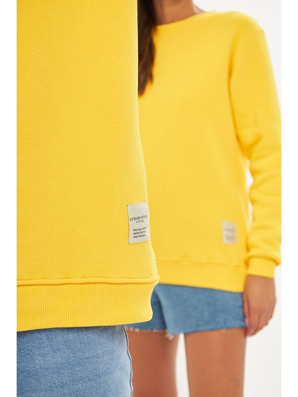 Sarı Unisex Slim Fit Sweatshirt-1