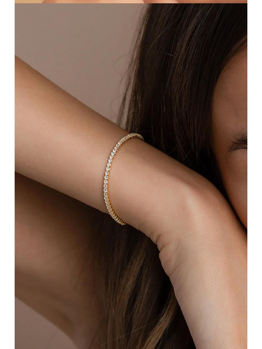 Sarı Rena Klasik Zarif Taşlı Suyolu Bileklik- 2mm taşlı-1