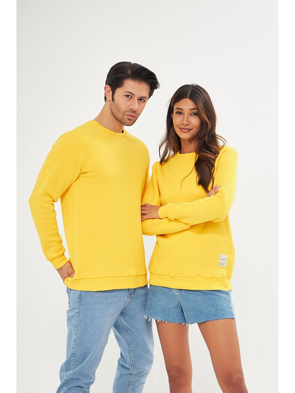 Sarı Unisex Slim Fit Sweatshirt-2