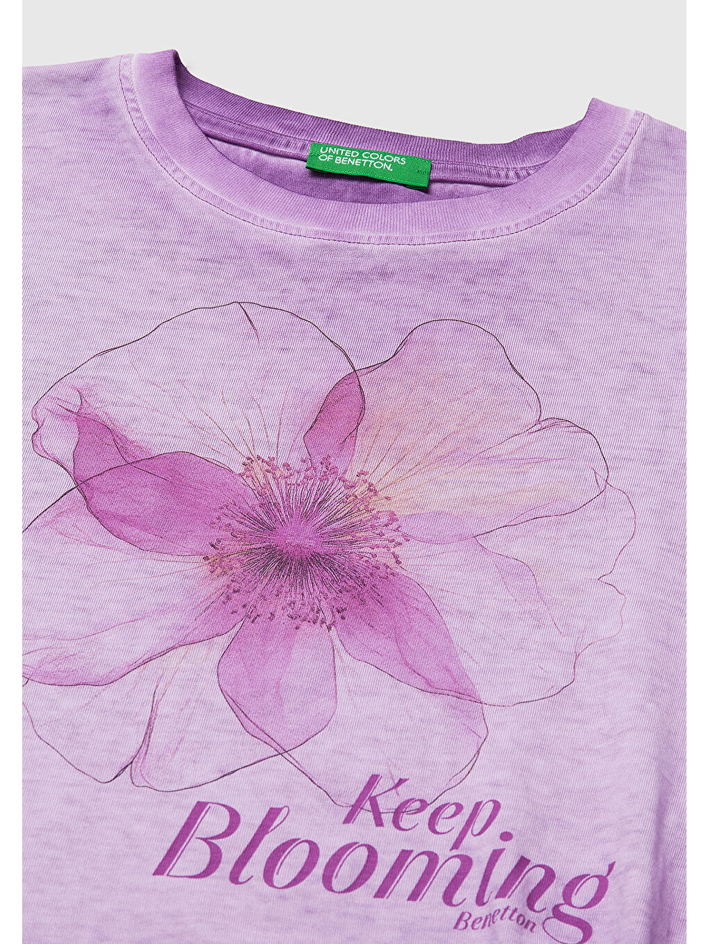 Kız Çocuk Lila Etek Ucu Düğümlü Baskılı Boxy Fit Kısa Kollu T-Shirt-2